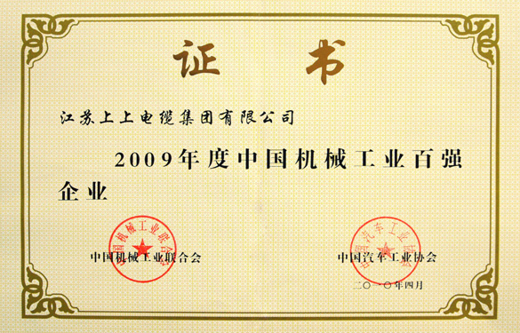 asiagame荣获“2009年度中国机械工业百强企业”